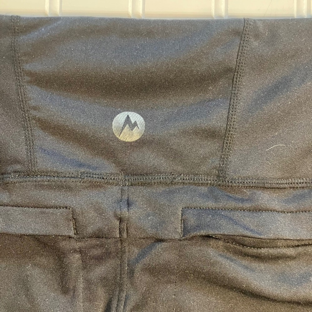 Marmot Womens Black High Waisted Performance Hiking Leggings Large Pockets L - Picture 3 of 14